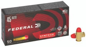 Federal AE45SJAP1 American Eagle Syntech Action Pistol  45ACP 220gr Total Syntech Jacket Flat Nose 50 Per Box/10 Case