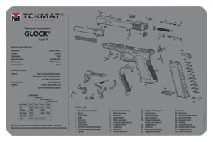 TekMat TEKR17GLOCKG4GY Glock Gen 4 Cleaning Mat Gray Rubber 11"x17" Glock Gen 4 Parts Diagram
