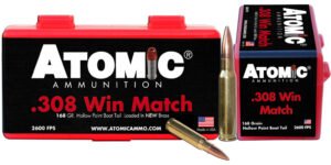 Atomic Ammunition 00426 Rifle Match 308Win 168gr Hollow Point Boat Tail 50 Per Box/10 Case